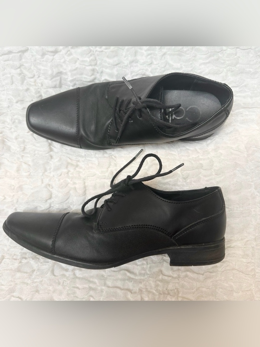 Calvin Klein Black Tuxedo Oxford Dress Shoes Cap Toe Men’s 7.5 - Picture 2 of 12